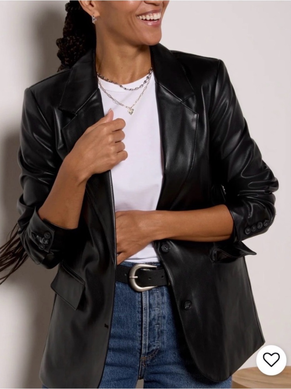 Evereve Brooks Faux Leather Blazer Black M
